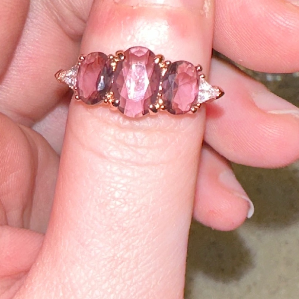 Three Gemstone Amethyst Ring - image 2